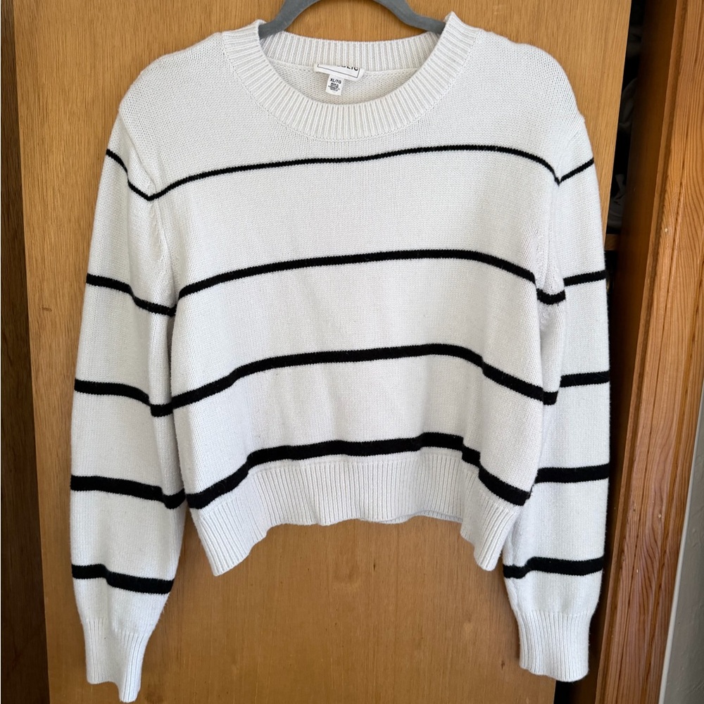 Elegant Black and White Striped Women's Sweater